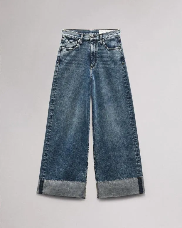 Women Jeans Rag and Bone Sofie Ankle Wide Leg Jean Vintage Stretch Denim Leland