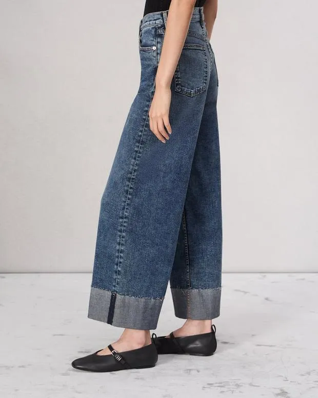 Women Jeans Rag and Bone Sofie Ankle Wide Leg Jean Vintage Stretch Denim Leland