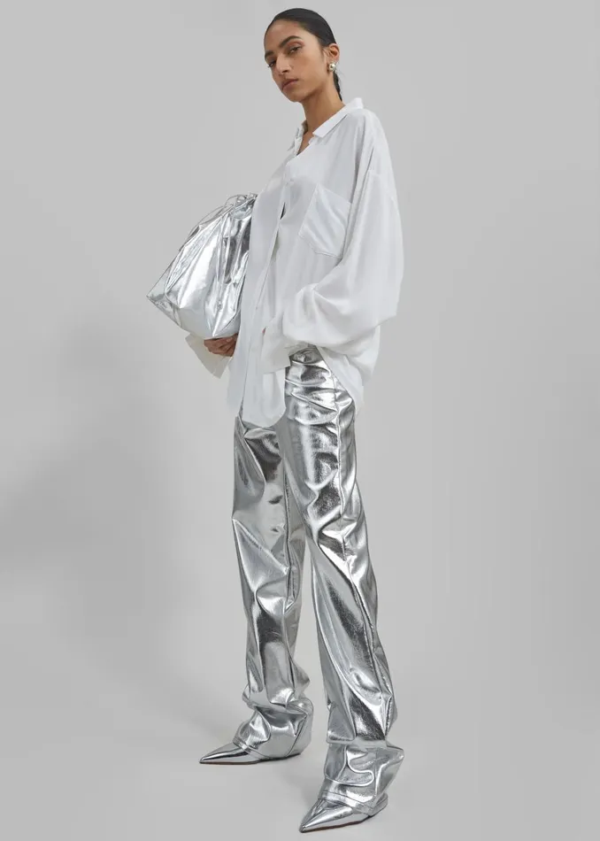 Women Jesse Aluminium Pants 8211 Silver The Frankie Shop Bottoms