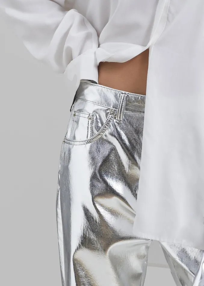 Women Jesse Aluminium Pants 8211 Silver The Frankie Shop Bottoms