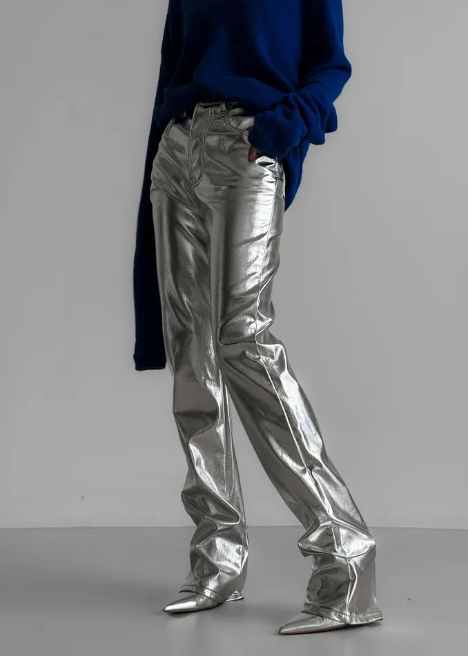Women Jesse Aluminium Pants 8211 Silver The Frankie Shop Bottoms