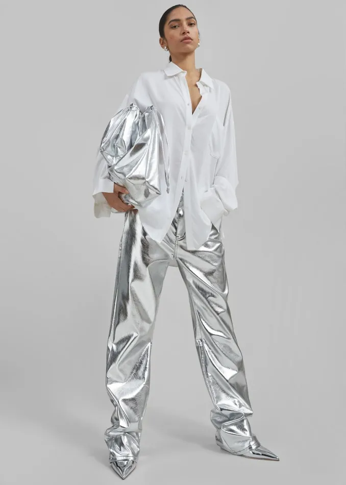 Women Jesse Aluminium Pants 8211 Silver The Frankie Shop Bottoms
