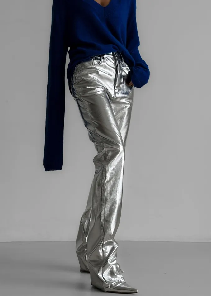Women Jesse Aluminium Pants 8211 Silver The Frankie Shop Bottoms