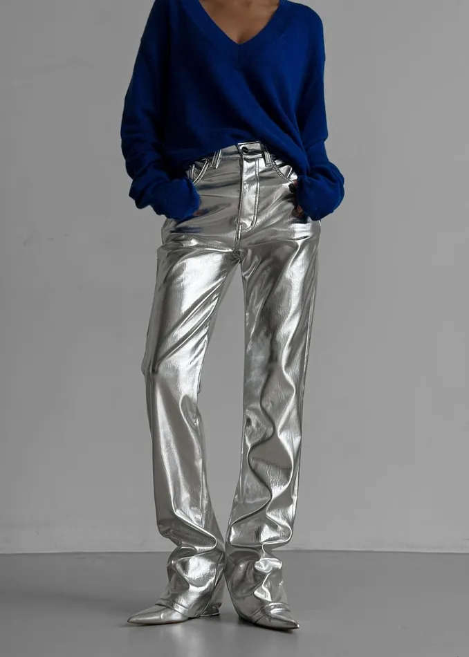 Women Jesse Aluminium Pants 8211 Silver The Frankie Shop Bottoms