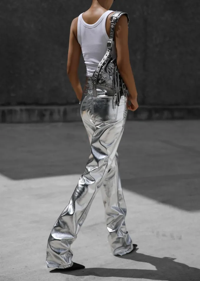 Women Jesse Aluminium Pants 8211 Silver The Frankie Shop Bottoms