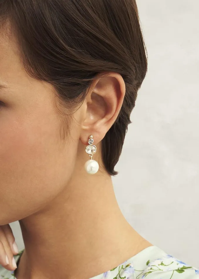 Women Jewellery Hobbs Priscilla Earrings Gold Ivory