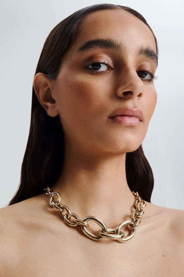 Women Jewelry Scanlan Theodore OVAL LINK CHAIN CHOKER LIGHTGOLD