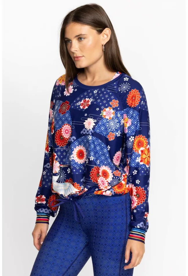 Women Johnny Was Active Bee Active Ruched Raglan Sleeve Pullover Pajaro