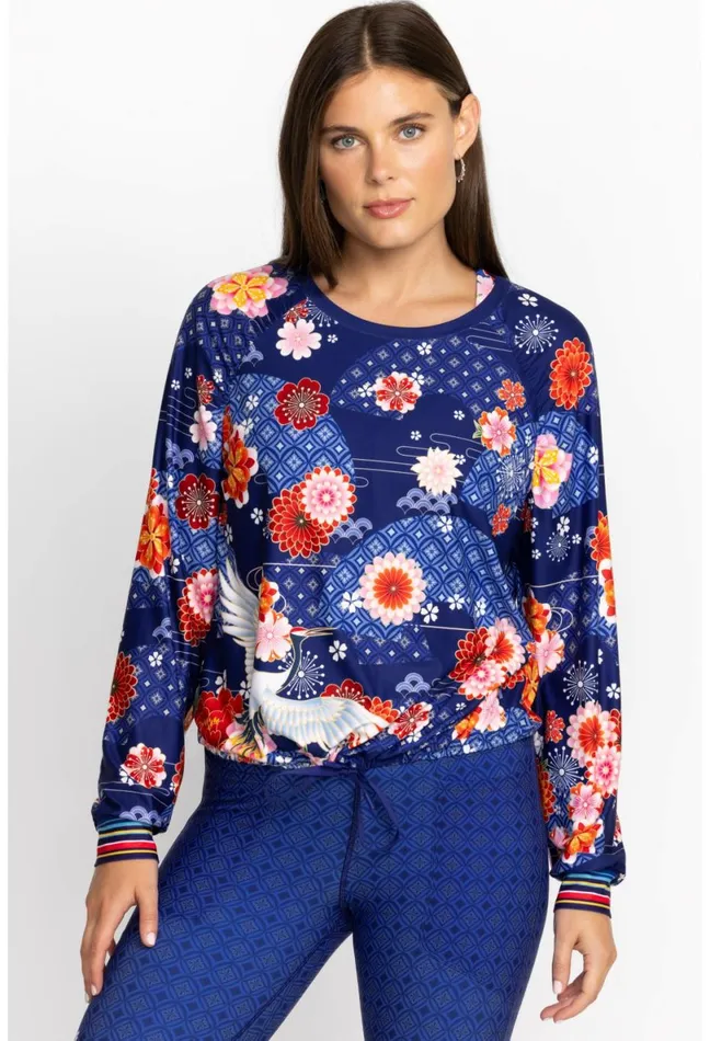Women Johnny Was Active Bee Active Ruched Raglan Sleeve Pullover Pajaro