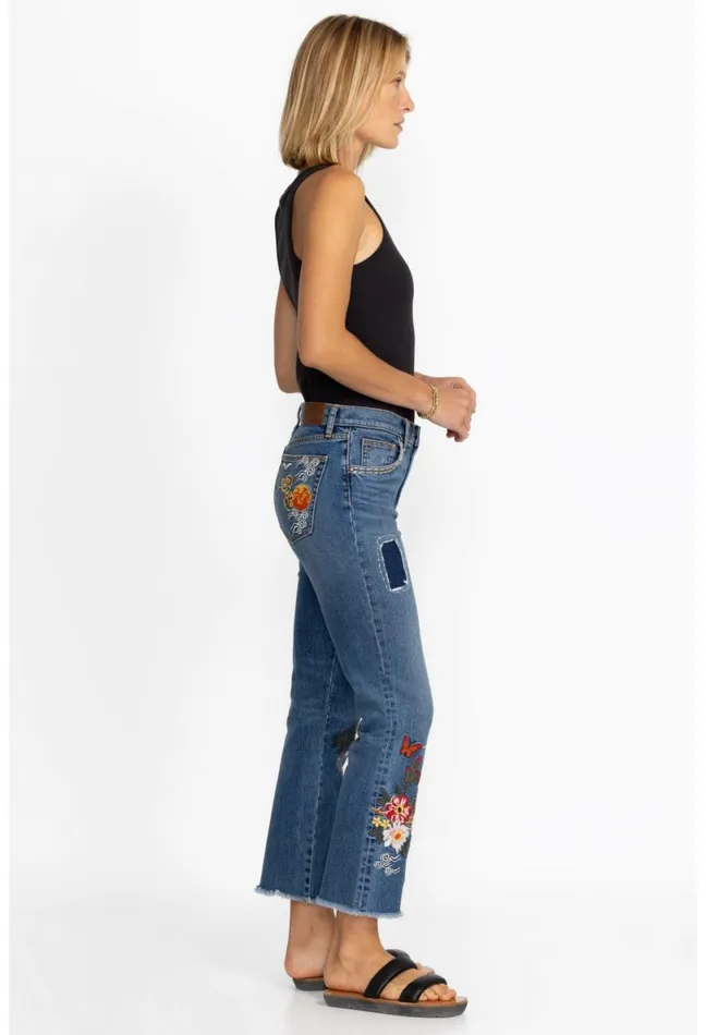Women Johnny Was Bottoms Heron Cropped Baby Boot Jean Vintage Aged Wash