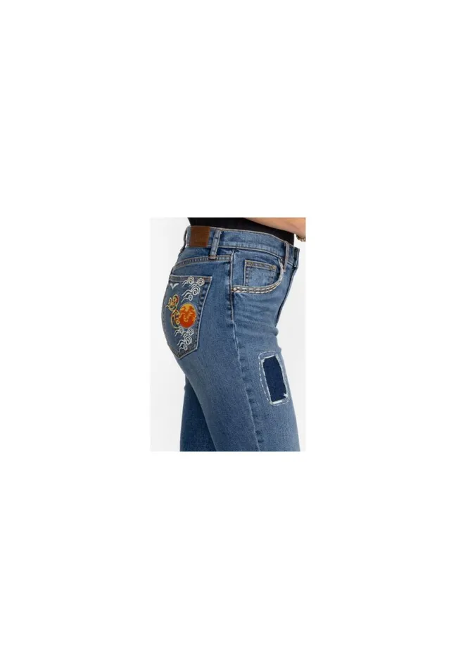 Women Johnny Was Bottoms Heron Cropped Baby Boot Jean Vintage Aged Wash