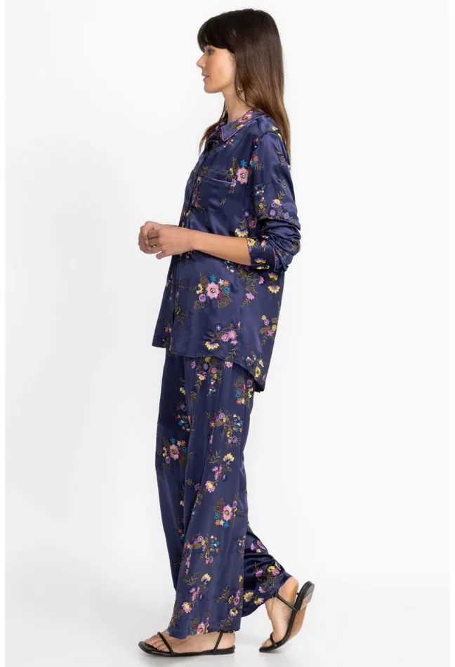 Women Johnny Was Bottoms Misty Rayon Easy Pant Sapphire Blue
