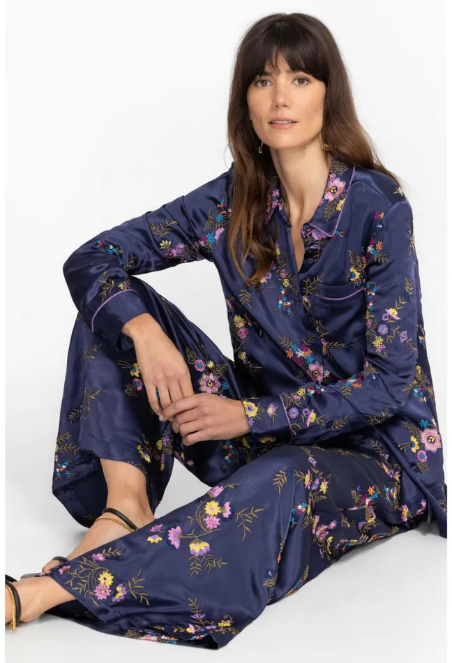 Women Johnny Was Bottoms Misty Rayon Easy Pant Sapphire Blue