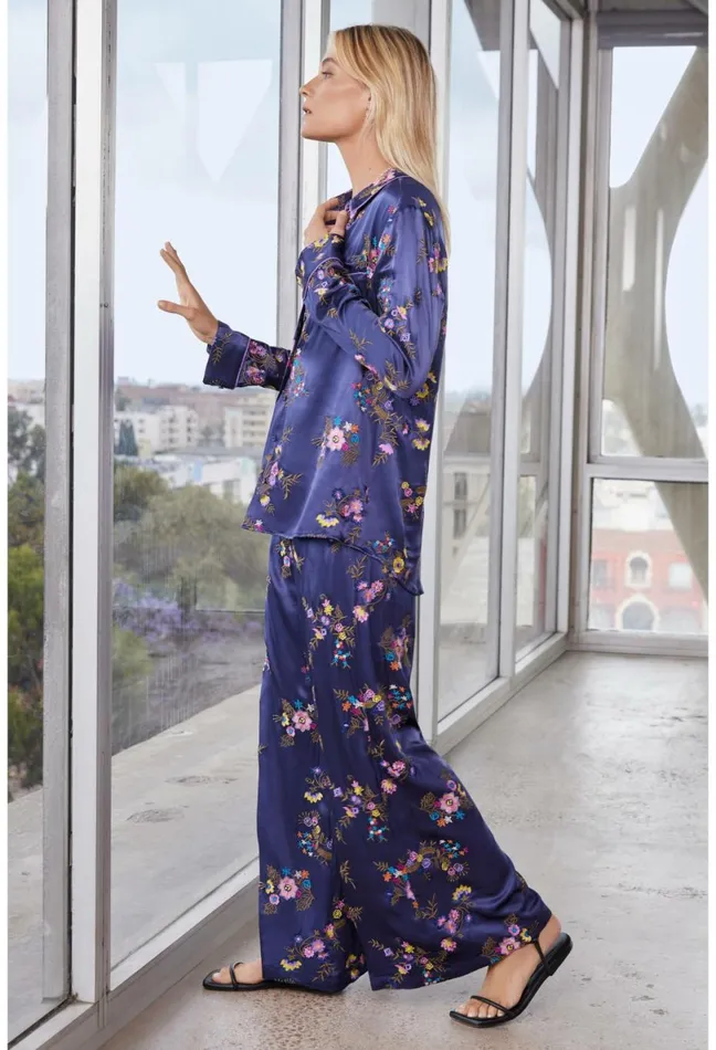 Women Johnny Was Bottoms Misty Rayon Easy Pant Sapphire Blue