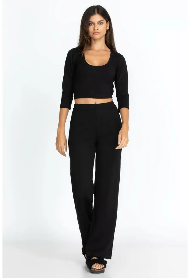 Women Johnny Was Bottoms Ponte Wide Leg Pant Onyx
