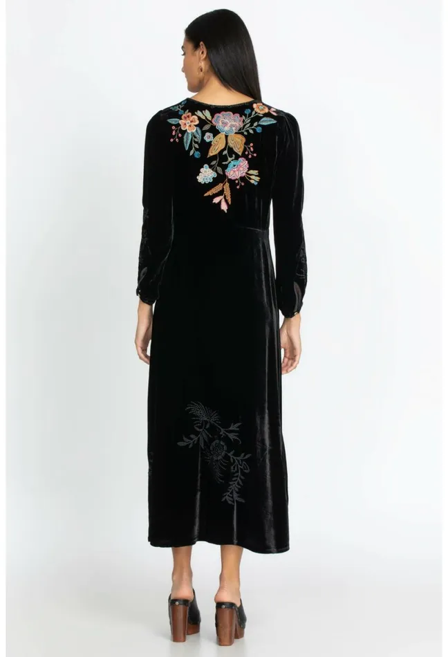 Women Johnny Was Dresses Bianca Velvet Maxi Dress Black