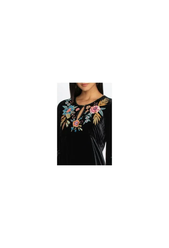 Women Johnny Was Dresses Bianca Velvet Maxi Dress Black