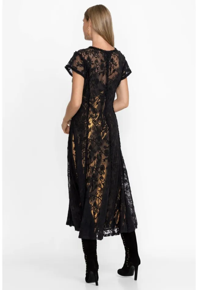 Women Johnny Was Dresses Dina Mesh Midi Dress Black