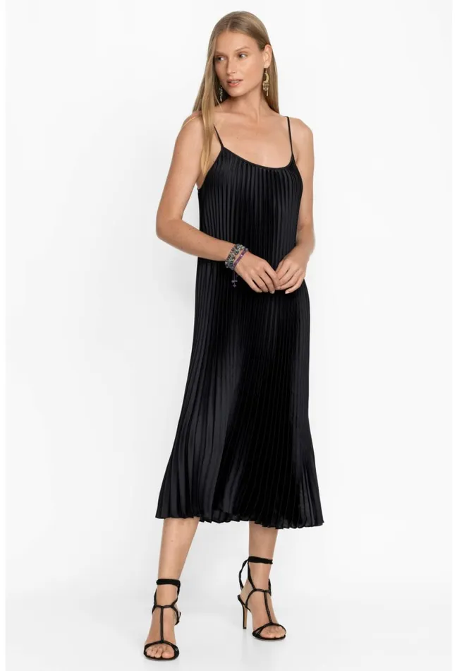 Women Johnny Was Dresses Gemma Pleated Midi Dress Black