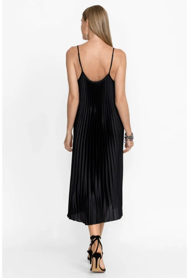 Women Johnny Was Dresses Gemma Pleated Midi Dress Black