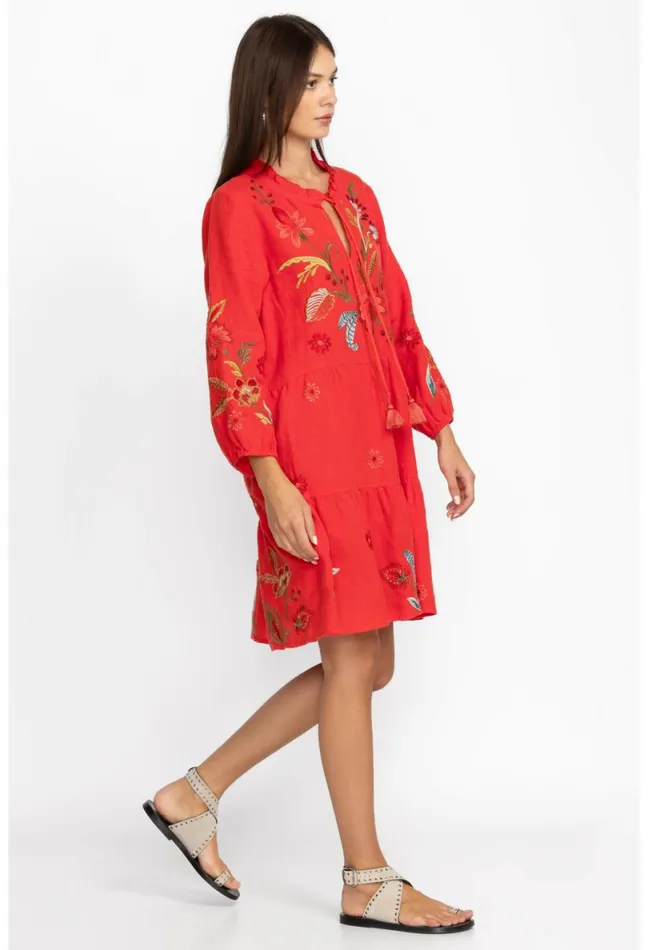 Women Johnny Was Dresses Isabella Tiered Field Dress Molten Lava