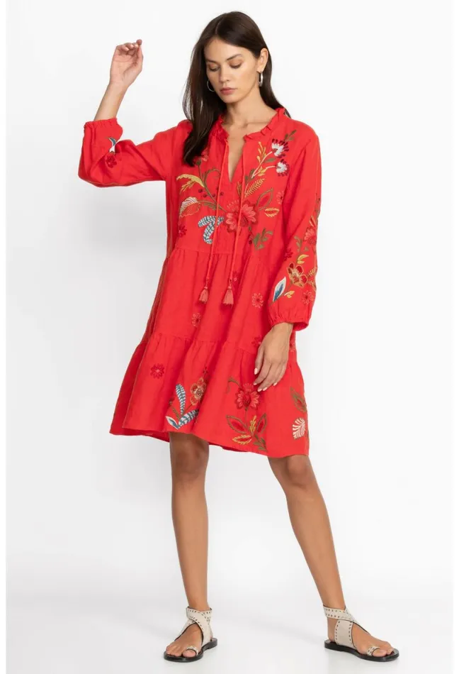 Women Johnny Was Dresses Isabella Tiered Field Dress Molten Lava