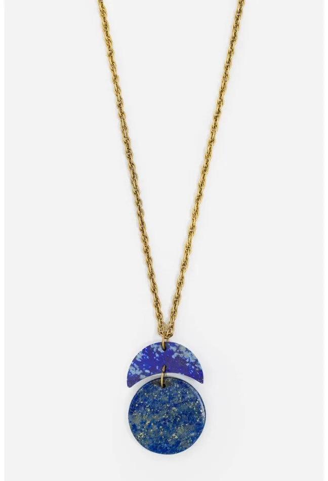 Women Johnny Was Jewelry Moonstack Pendant Necklace Lapis