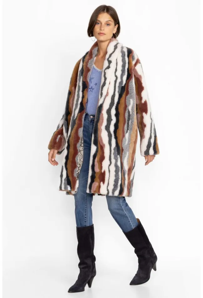 Women Johnny Was Outerwear Ziggy Faux Fur Coat Multi