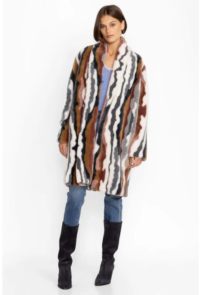 Women Johnny Was Outerwear Ziggy Faux Fur Coat Multi