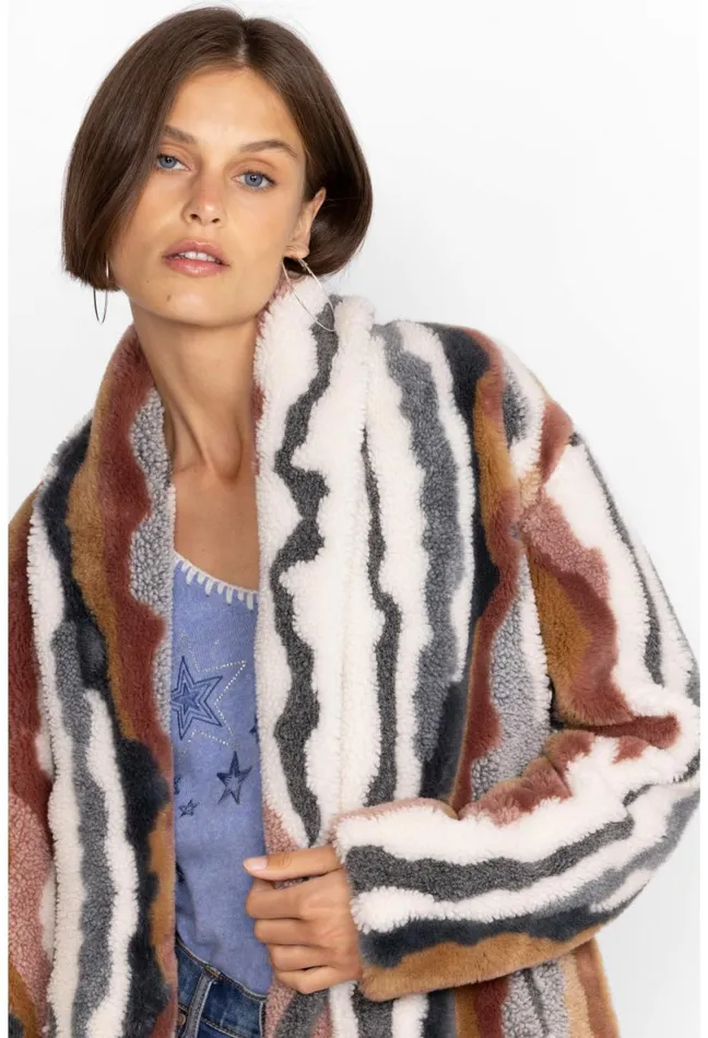 Women Johnny Was Outerwear Ziggy Faux Fur Coat Multi