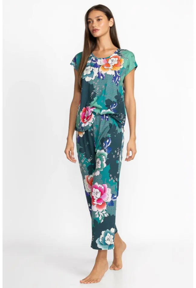 Women Johnny Was Sleepwear The Bobbie Crop Set Tura Turquoise