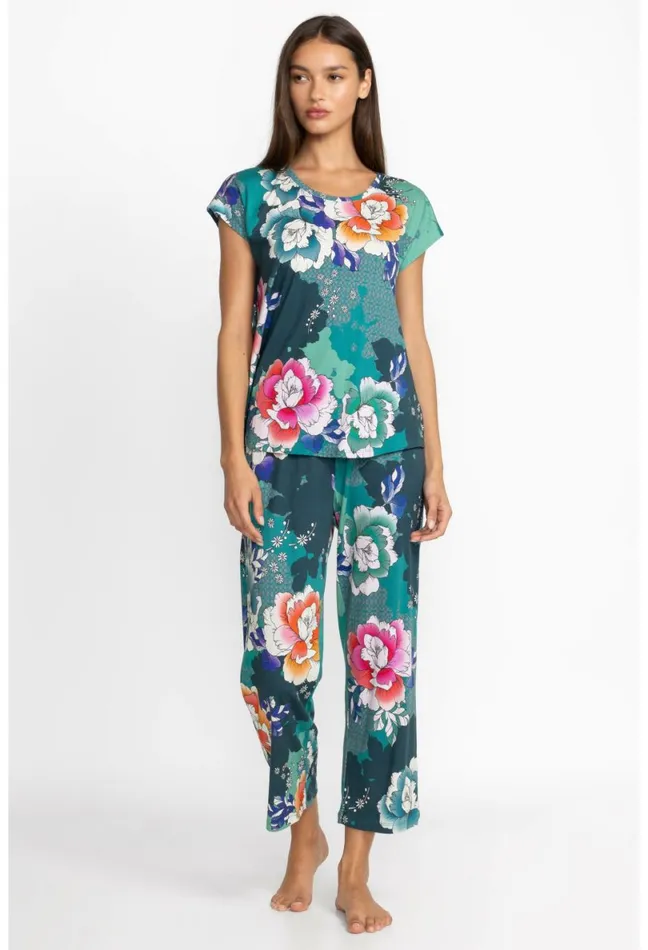 Women Johnny Was Sleepwear The Bobbie Crop Set Tura Turquoise
