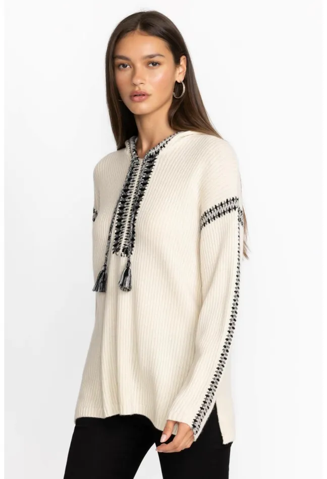 Women Johnny Was Tops Beltran Multi Color Whipstitch Baja Cream