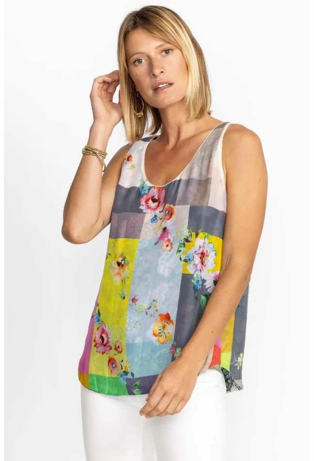 Women Johnny Was Tops Block Mint Tank Top Peppermint