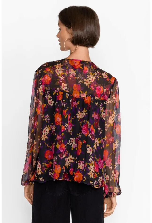 Women Johnny Was Tops Flora Silk Blouse Flora