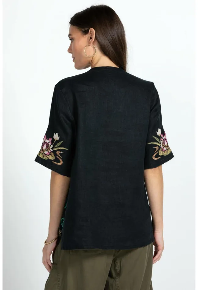 Women Johnny Was Tops Maisie Easy VNeck Top Black