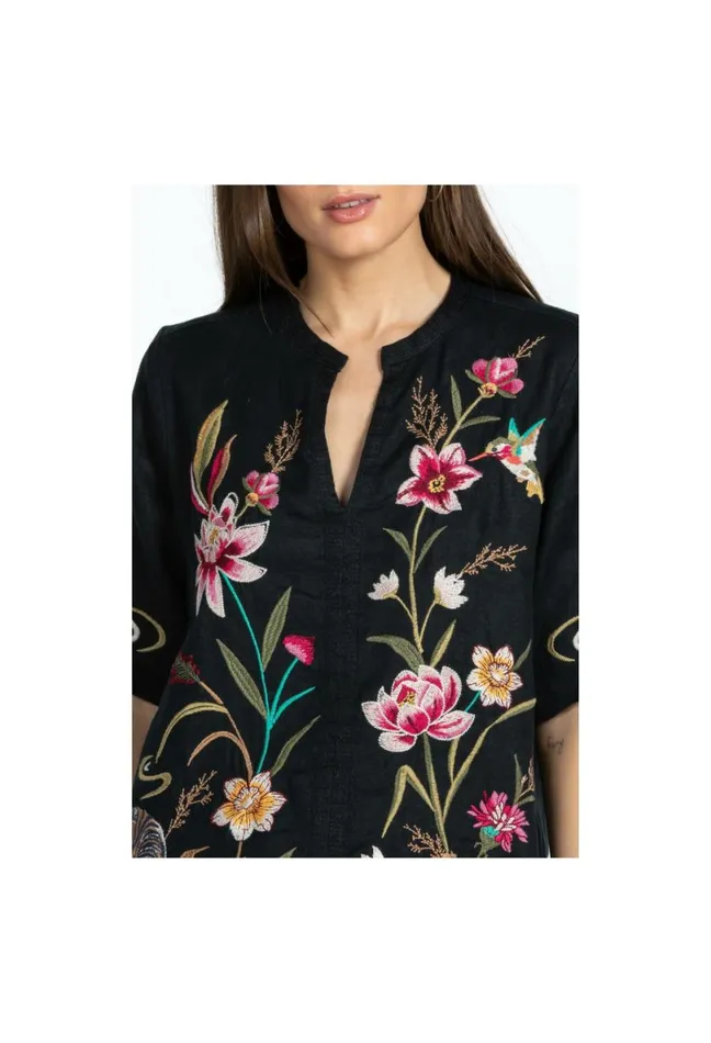 Women Johnny Was Tops Maisie Easy VNeck Top Black