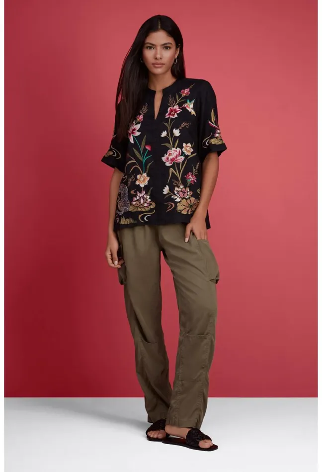 Women Johnny Was Tops Maisie Easy VNeck Top Black