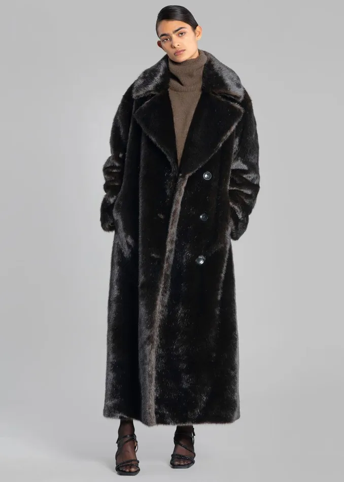 Women Joni Faux Fur Coat 8211 Dark Espresso The Frankie Shop Outerwear
