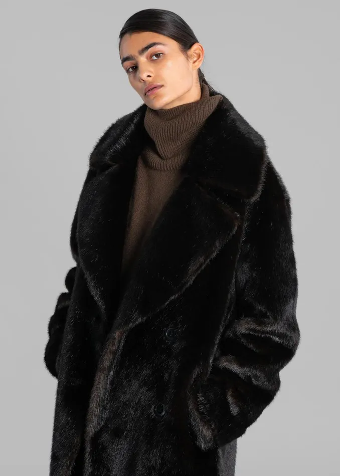 Women Joni Faux Fur Coat 8211 Dark Espresso The Frankie Shop Outerwear