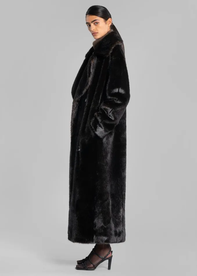 Women Joni Faux Fur Coat 8211 Dark Espresso The Frankie Shop Outerwear