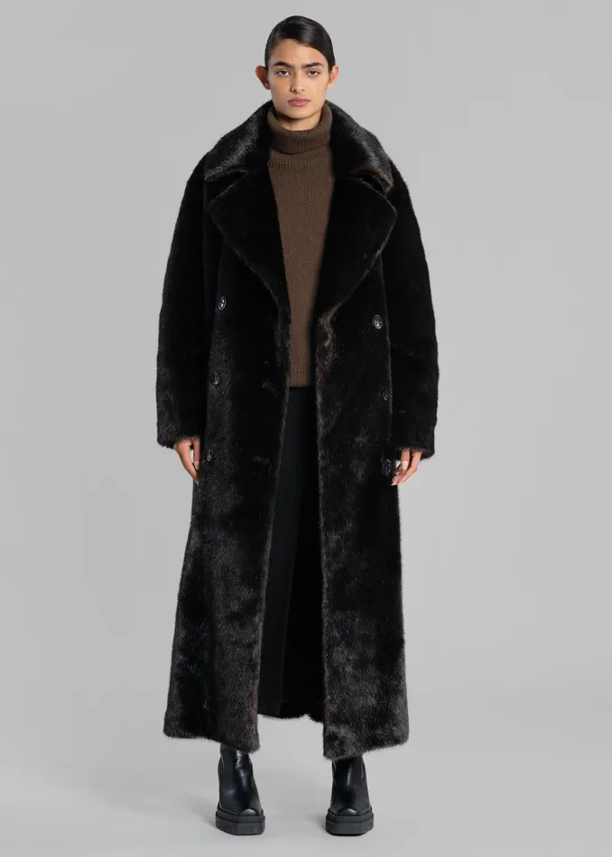 Women Joni Faux Fur Coat 8211 Dark Espresso The Frankie Shop Outerwear