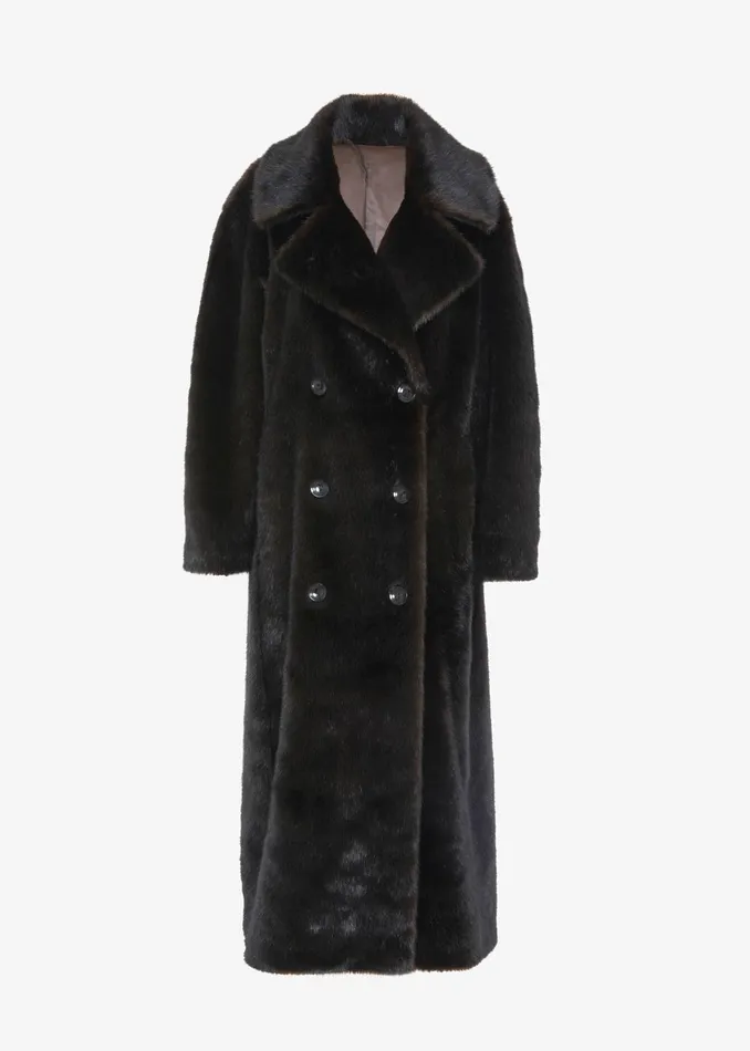 Women Joni Faux Fur Coat 8211 Dark Espresso The Frankie Shop Outerwear
