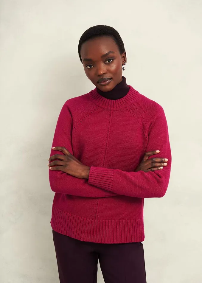 Women Jumpers and Cardigans Hobbs Deborah Cotton Jumper Cranberry