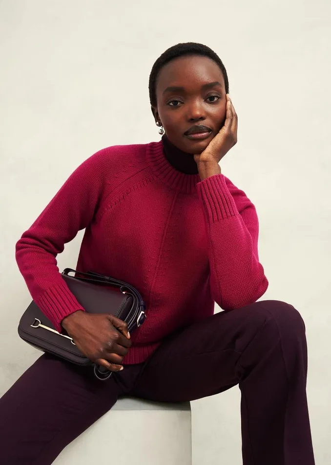 Women Jumpers and Cardigans Hobbs Deborah Cotton Jumper Cranberry