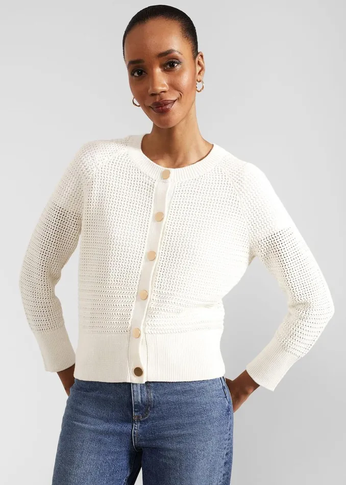 Women Jumpers and Cardigans Hobbs Florentina Cotton Cardigan Ivory
