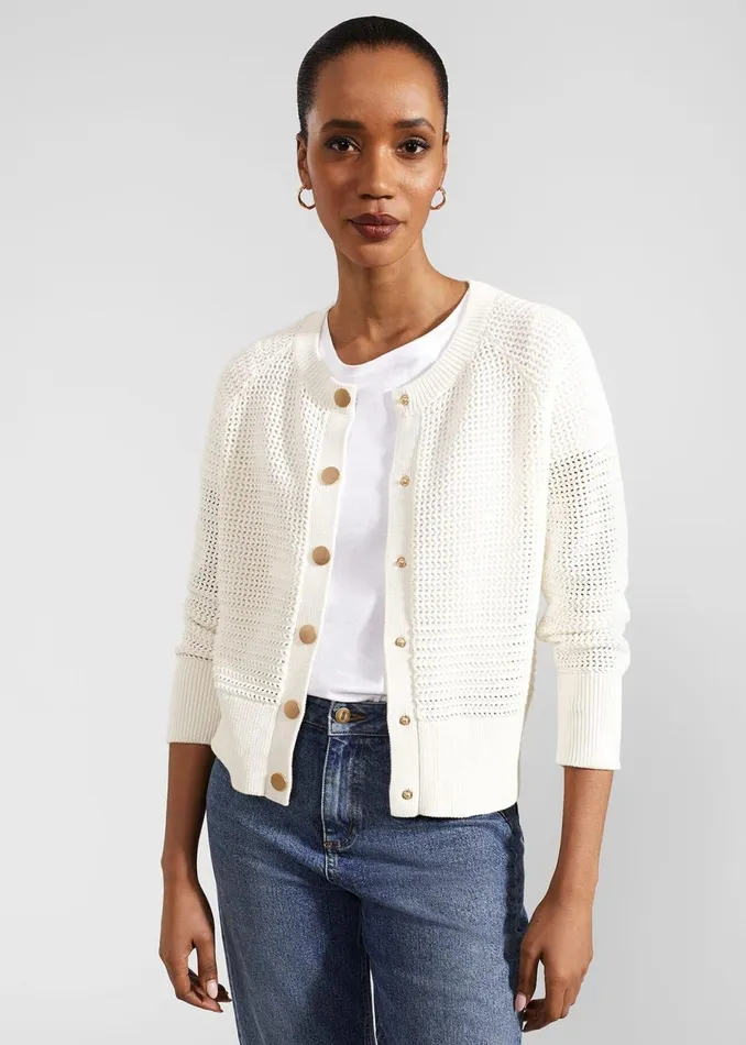 Women Jumpers and Cardigans Hobbs Florentina Cotton Cardigan Ivory