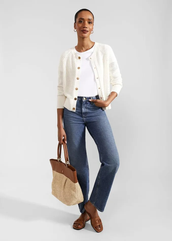 Women Jumpers and Cardigans Hobbs Florentina Cotton Cardigan Ivory