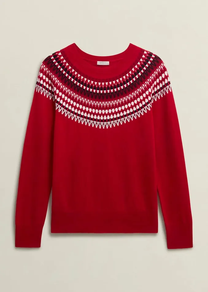 Women Jumpers and Cardigans Hobbs Greta Fairisle Jumper With Cashmere Red Multi