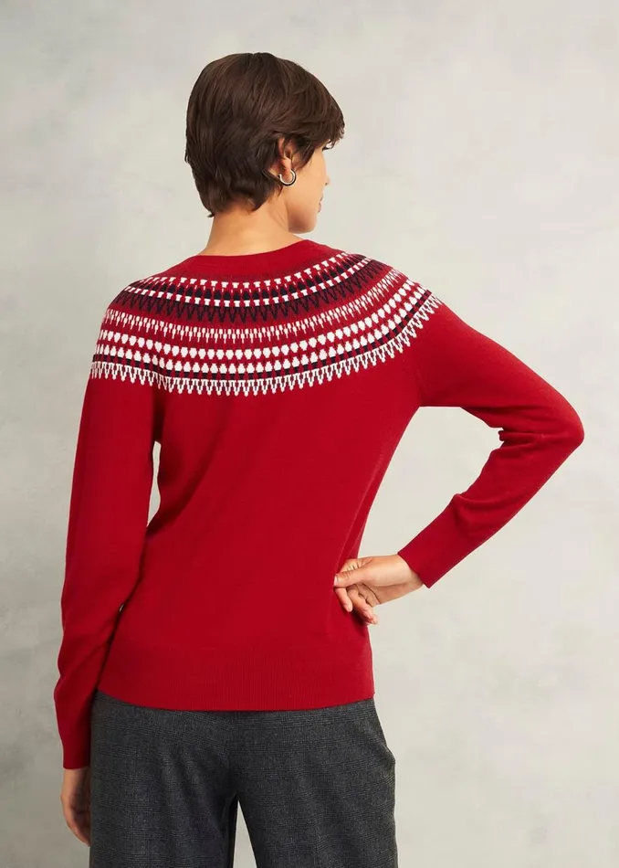 Women Jumpers and Cardigans Hobbs Greta Fairisle Jumper With Cashmere Red Multi